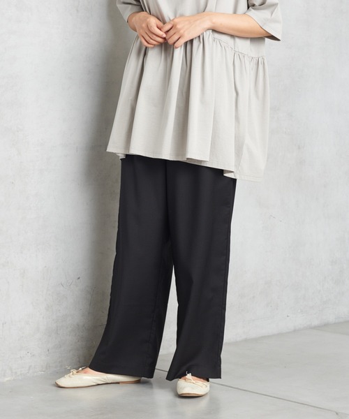 PUAL CE CIN（ピュアルセシン）の「ゆるっとボトム新型ワイド（その他パンツ・レディース・オリーブ/ベージュ/ブラック/チャコール・FREE）」の2枚目の写真