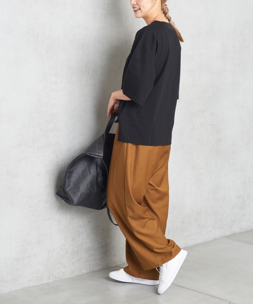 PUAL CE CIN（ピュアルセシン）の「ゆるっとボトム新型ワイド（その他パンツ・レディース・オリーブ/ベージュ/ブラック/チャコール・FREE）」の15枚目の写真