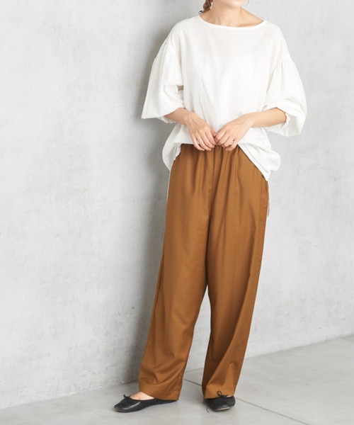 PUAL CE CIN（ピュアルセシン）の「ゆるっとボトム新型ワイド（その他パンツ・レディース・オリーブ/ベージュ/ブラック/チャコール・FREE）」の13枚目の写真