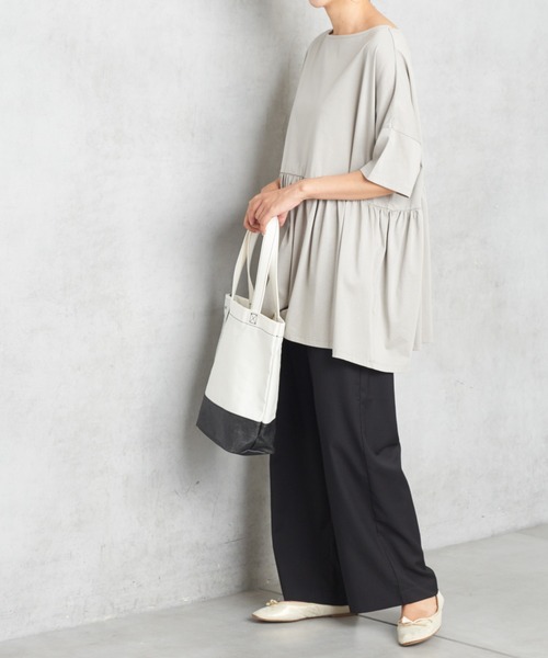 PUAL CE CIN（ピュアルセシン）の「ゆるっとボトム新型ワイド（その他パンツ・レディース・オリーブ/ベージュ/ブラック/チャコール・FREE）」の21枚目の写真