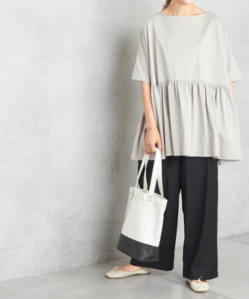 PUAL CE CIN（ピュアルセシン）の「ゆるっとボトム新型ワイド（その他パンツ・レディース・オリーブ/ベージュ/ブラック/チャコール・FREE）」の22枚目の写真