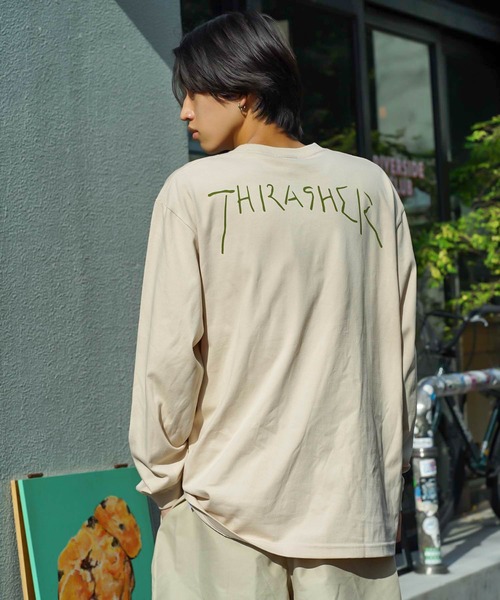 Mark Gonzales(マーク・ゴンザレス)の「GONZ LONG SLEEVE T-SHIRTS/スラッシャー 長袖 ロンT マークゴンザレス バックプリント(Tシャツ/カットソー・メンズ・ネイビー/ホワイト×ブラック/ブラック×ホワイト/バーガンディー/サンドベージュ/アッシュグレー・SMALL/MEDIUM/LARGE/X-LARGE/XX-LARGE)」の4枚目の写真
