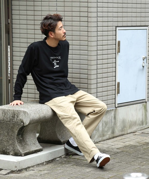 Mark Gonzales(マーク・ゴンザレス)の「GONZ LONG SLEEVE T-SHIRTS/スラッシャー 長袖 ロンT マークゴンザレス バックプリント(Tシャツ/カットソー・メンズ・ネイビー/ホワイト×ブラック/ブラック×ホワイト/バーガンディー/サンドベージュ/アッシュグレー・SMALL/MEDIUM/LARGE/X-LARGE/XX-LARGE)」の15枚目の写真