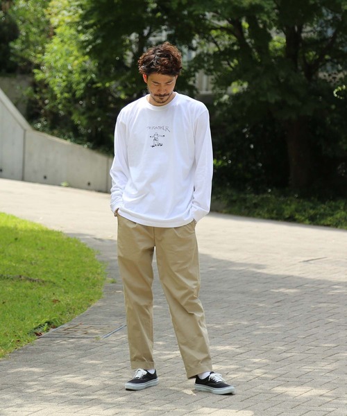 Mark Gonzales(マーク・ゴンザレス)の「GONZ LONG SLEEVE T-SHIRTS/スラッシャー 長袖 ロンT マークゴンザレス バックプリント(Tシャツ/カットソー・メンズ・ネイビー/ホワイト×ブラック/ブラック×ホワイト/バーガンディー/サンドベージュ/アッシュグレー・SMALL/MEDIUM/LARGE/X-LARGE/XX-LARGE)」の7枚目の写真