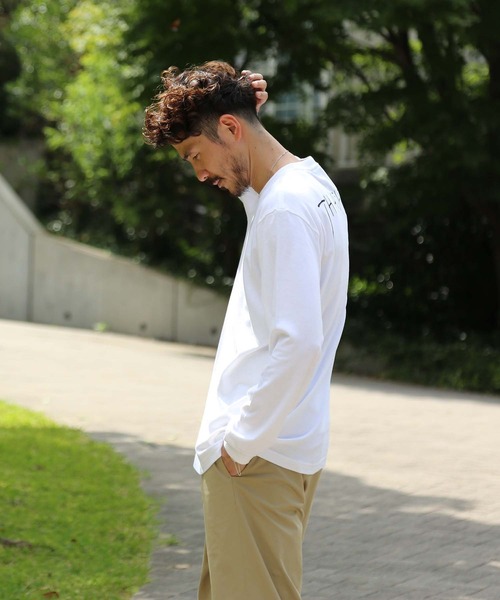 Mark Gonzales(マーク・ゴンザレス)の「GONZ LONG SLEEVE T-SHIRTS/スラッシャー 長袖 ロンT マークゴンザレス バックプリント(Tシャツ/カットソー・メンズ・ネイビー/ホワイト×ブラック/ブラック×ホワイト/バーガンディー/サンドベージュ/アッシュグレー・SMALL/MEDIUM/LARGE/X-LARGE/XX-LARGE)」の11枚目の写真