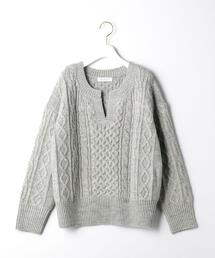 UNITED ARROWS アイボリー ケーブルニットセーター FALL2 ハンドケーブルニット