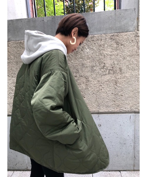 ulu（ウル）の「Quilting light coat（ナイロンジャケット・レディース・ブラック/カーキ・FREE）」の14枚目の写真