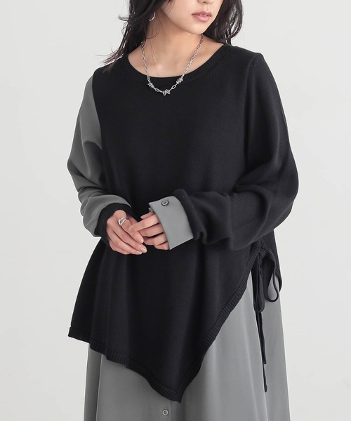 osharewalker（オシャレウォーカー）の「『ニットレイヤード風シャツワンピース』（シャツワンピース・レディース・ブラック/ネイビー/杢グレー/ブラック×グレー・1/2）」の22枚目の写真