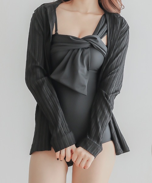 nala ブラック ワンピース水着 ２点セット セール】ショーツ付ワンピース水着 2点セット（水着）｜Lace
