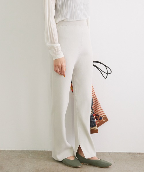 ROPE' PICNIC(ロペピクニック)の「【UVカット】【セットアップ対応】リブスリットニットパンツ(その他パンツ・レディース・ブラック/マスタード/グレー系その他・38/36)」の3枚目の写真