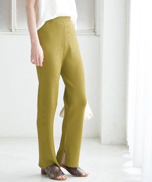 ROPE' PICNIC(ロペピクニック)の「【UVカット】【セットアップ対応】リブスリットニットパンツ(その他パンツ・レディース・ブラック/マスタード/グレー系その他・38/36)」の1枚目の写真