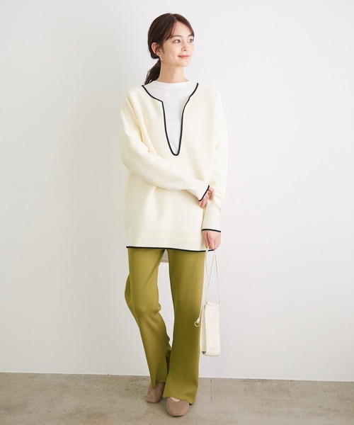 ROPE' PICNIC(ロペピクニック)の「【UVカット】【セットアップ対応】リブスリットニットパンツ(その他パンツ・レディース・ブラック/マスタード/グレー系その他・38/36)」の5枚目の写真