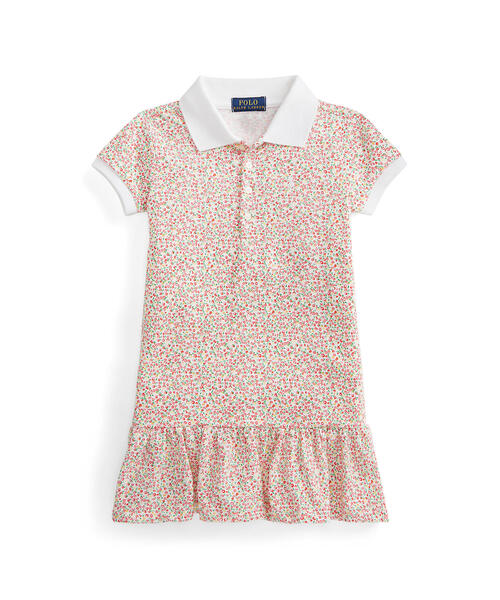 フローラル ストレッチ メッシュ ポロ ドレス