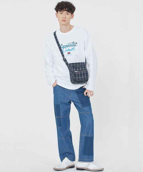 ROMANTIC CROWN（ロマンティッククラウン）の「【ROMANTIC CROWN】TWEED SLING BAG / ロマンティッククラウン ツイード スリング ショルダー バッグ（ショルダーバッグ・メンズ・オートミール/ネイビー・FREE）」の21枚目の写真