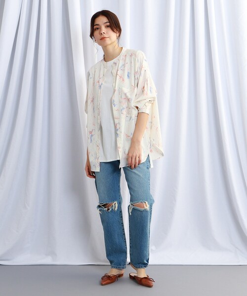 JET（ジェット）の「◆【ウォッシャブル】マーブルスタンドカラーシャツ（シャツ/ブラウス・レディース・ピンク系その他/ベージュ系・04）」の4枚目の写真