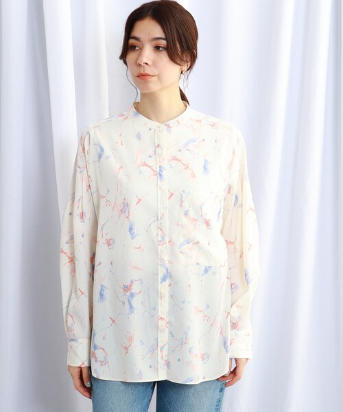 JET（ジェット）の「◆【ウォッシャブル】マーブルスタンドカラーシャツ（シャツ/ブラウス・レディース・ピンク系その他/ベージュ系・04）」の5枚目の写真