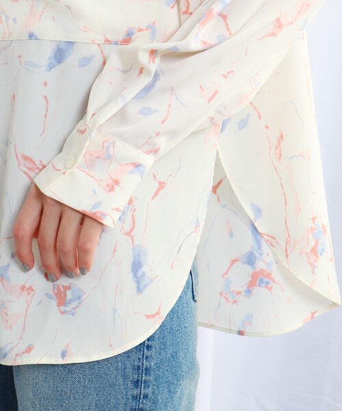 JET（ジェット）の「◆【ウォッシャブル】マーブルスタンドカラーシャツ（シャツ/ブラウス・レディース・ピンク系その他/ベージュ系・04）」の9枚目の写真