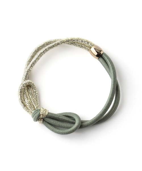 ANEMONE(アネモネ)の「バイカラーのラメリボンヘアゴム(ヘアゴム・レディース・グリーン/グレー/ベージュ/ピンク・FREE)」の5枚目の写真