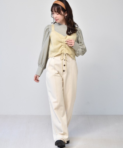 ems excite（エムズエキサイト）の「【セットアイテム】シャーリングニットビスチェSET（その他トップス・レディース・ブルー/アイボリー/イエロー・FREE）」の12枚目の写真