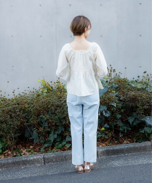 flower(フラワー)の「ブルームレーストップ(シャツ/ブラウス・レディース・ホワイト/ブルー・FREE)」の10枚目の写真