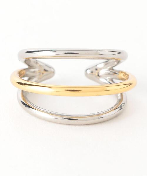 green label relaxing（グリーンレーベルリラクシング）の「SC カラーコンビ GD/SV 2WAY イヤーカフ リング（リング・レディース・ゴールド・FREE）」の4枚目の写真