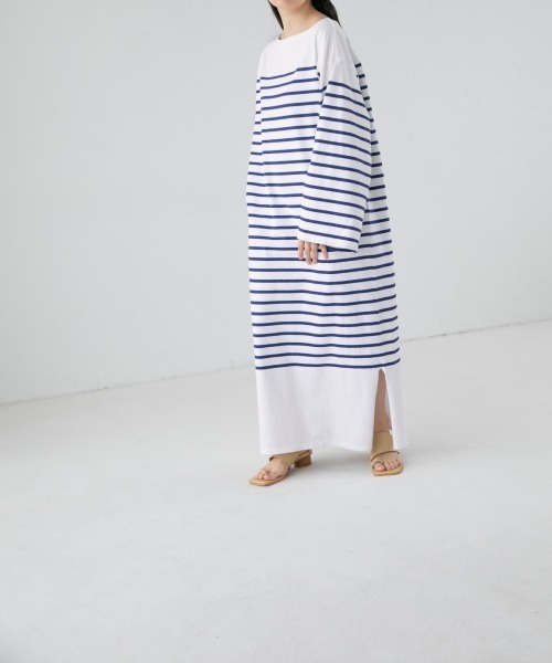 yuw（ユウ）の「パネルボーダーワンピース　943451（ワンピース・レディース・オレンジ系その他/ホワイト系その他/ブルー系その他・FREE）」の15枚目の写真