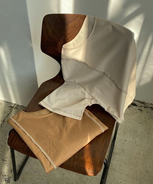 Amiur（エミレ）の「color stitch t shirt（Tシャツ/カットソー・レディース・ベージュ/アイボリー・FREE）」の21枚目の写真