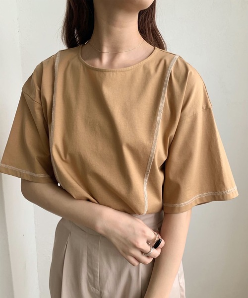 Amiur（エミレ）の「color stitch t shirt（Tシャツ/カットソー・レディース・ベージュ/アイボリー・FREE）」の14枚目の写真