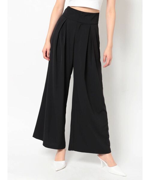 GYDA（ジェイダ）の「ハイウエストタックワイドパンツ（スラックス・レディース・ブラック/オフホワイト・FREE）」の8枚目の写真