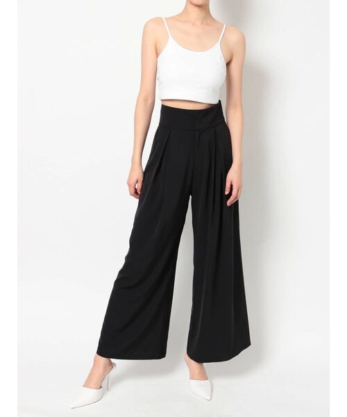 GYDA（ジェイダ）の「ハイウエストタックワイドパンツ（スラックス・レディース・ブラック/オフホワイト・FREE）」の11枚目の写真