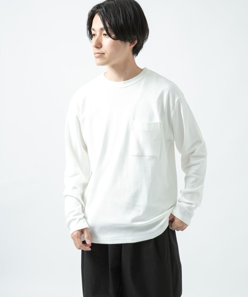 ITEMS URBANRESEARCH（アイテムズ アーバンリサーチ）の「コンパクトスムース長袖Tシャツ（Tシャツ/カットソー・メンズ・ホワイト/ベージュ/ブラック/グリーン・MEDIUM/LARGE）」の16枚目の写真
