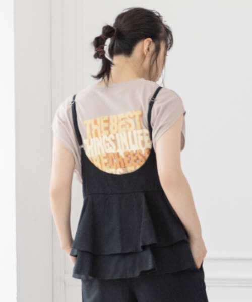 Mysa&Liina（ミーサリーナ）の「フレンチスリーブチーズプリントT（Tシャツ/カットソー・レディース・グレイッシュベージュ/オフホワイト/チャコールグレー・M）」の2枚目の写真