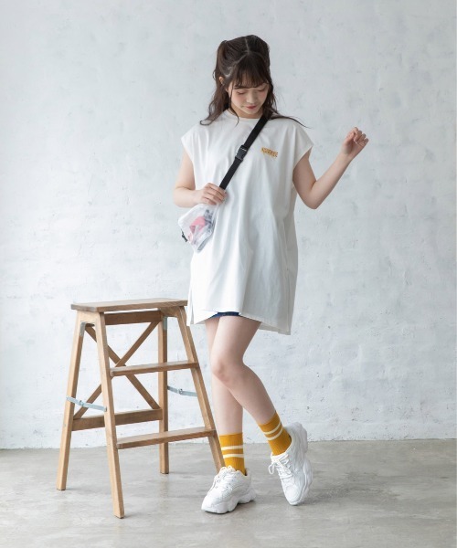 Mysa&Liina（ミーサリーナ）の「フレンチスリーブチーズプリントT（Tシャツ/カットソー・レディース・グレイッシュベージュ/オフホワイト/チャコールグレー・M）」の14枚目の写真