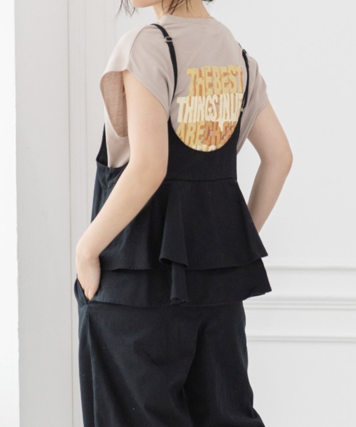 Mysa&Liina（ミーサリーナ）の「フレンチスリーブチーズプリントT（Tシャツ/カットソー・レディース・グレイッシュベージュ/オフホワイト/チャコールグレー・M）」の6枚目の写真