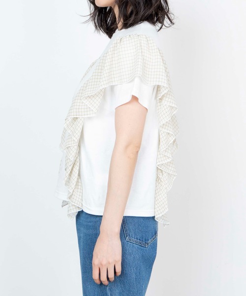 WEGO（ウィゴー）の「WEGO/ショルダーフリルロゴT（Tシャツ/カットソー・レディース・ホワイト/グリーン・FREE）」の11枚目の写真