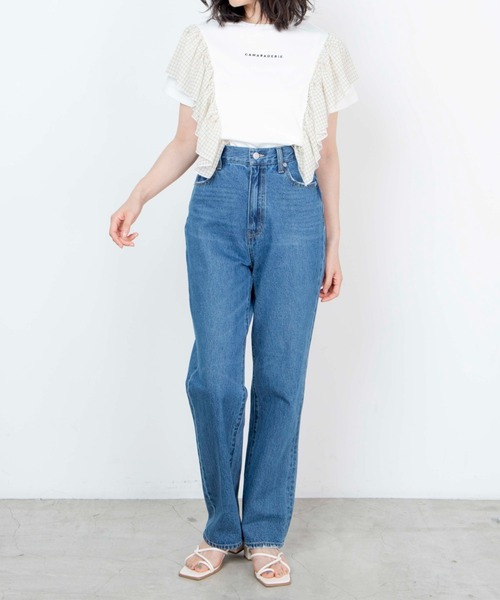 WEGO（ウィゴー）の「WEGO/ショルダーフリルロゴT（Tシャツ/カットソー・レディース・ホワイト/グリーン・FREE）」の7枚目の写真