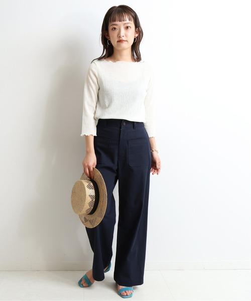 SLOBE IENA（スローブイエナ）の「シャーリングプルオーバー【手洗い可能】◆（Tシャツ/カットソー・レディース・ホワイト/ブラック/サックスブルー・FREE）」の6枚目の写真