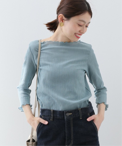 SLOBE IENA（スローブイエナ）の「シャーリングプルオーバー【手洗い可能】◆（Tシャツ/カットソー・レディース・ホワイト/ブラック/サックスブルー・FREE）」の22枚目の写真