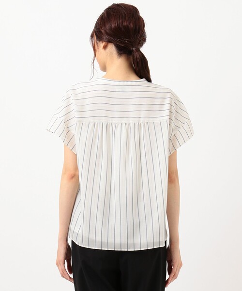 J.PRESS(ジェイプレス)の「シアーチェック&ストライプ カットソー(Tシャツ/カットソー・レディース・ホワイト系1/ダークブラウン系4/ベージュ系1/ネイビー系4・MEDIUM/LARGE)」の14枚目の写真
