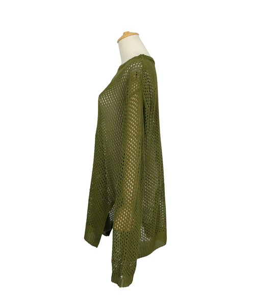 ＡＮＤＪ（アンドジェイ）の「コットンタッチフィッシュネットメッシュ編みニット（ニット/セーター・レディース・グリーン/マスタード/ライム/アイボリー/ブラック・M）」の16枚目の写真