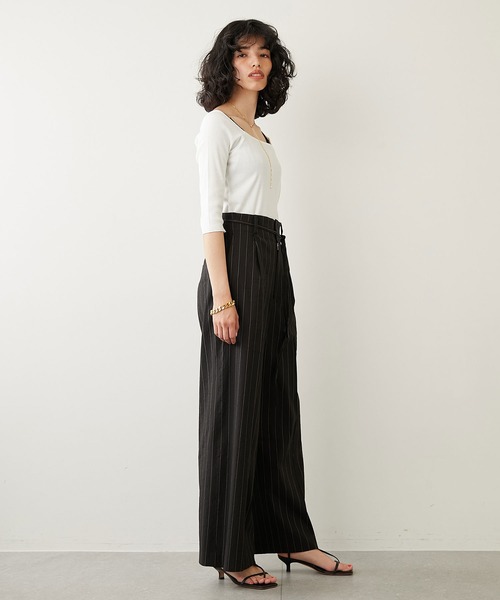 Whim Gazette リネンストレッチストライプパンツ ¥27,500 Whim Gazette（ウィムガゼット）の「リネンストレッチストライプ