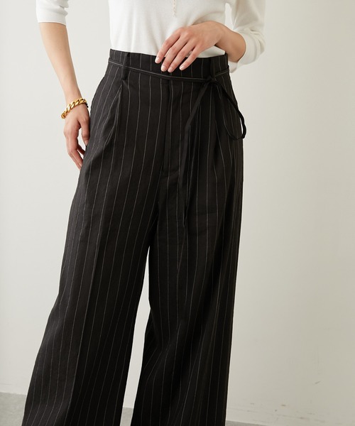Whim Gazette リネンストレッチストライプパンツ ¥27,500 Whim Gazette（ウィムガゼット）の「リネンストレッチストライプ