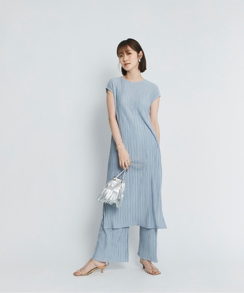 RIVE DROITE（リヴドロワ）の「プリーツセットアップ（ワンピース・レディース・ライトベージュ/ブルー・FREE）」の9枚目の写真