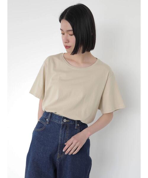 AMERICAN HOLIC（アメリカンホリック）の「クルーネックベーシック半袖カットプルオーバー（Tシャツ/カットソー・レディース・チャコールグレー/ライトグレー/イエロー/ブラック系その他4/オフホワイト・S/M/L）」の11枚目の写真