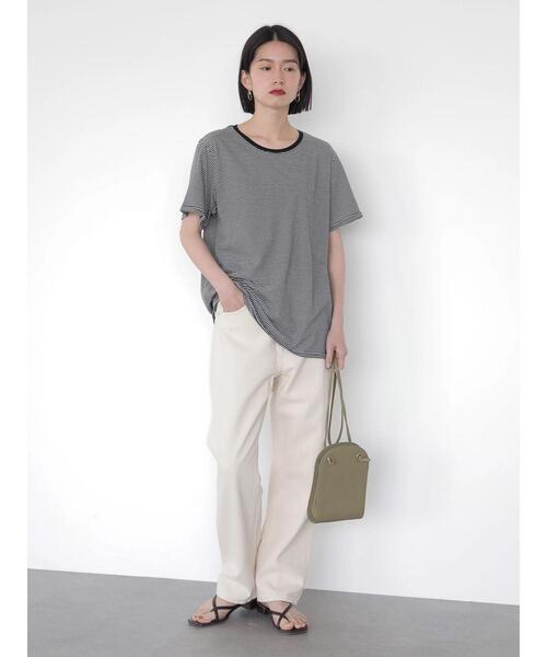 AMERICAN HOLIC（アメリカンホリック）の「クルーネックベーシック半袖カットプルオーバー（Tシャツ/カットソー・レディース・チャコールグレー/ライトグレー/イエロー/ブラック系その他4/オフホワイト・S/M/L）」の18枚目の写真