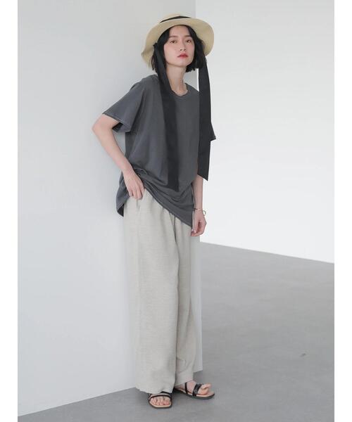 AMERICAN HOLIC（アメリカンホリック）の「クルーネックベーシック半袖カットプルオーバー（Tシャツ/カットソー・レディース・チャコールグレー/ライトグレー/イエロー/ブラック系その他4/オフホワイト・S/M/L）」の20枚目の写真