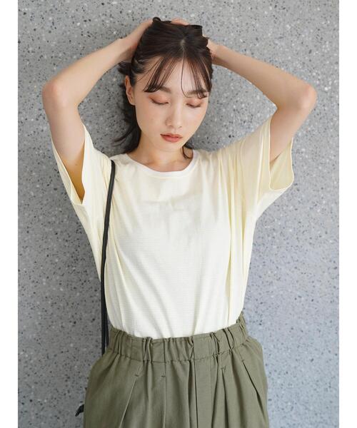 AMERICAN HOLIC（アメリカンホリック）の「クルーネックベーシック半袖カットプルオーバー（Tシャツ/カットソー・レディース・チャコールグレー/ライトグレー/イエロー/ブラック系その他4/オフホワイト・S/M/L）」の21枚目の写真