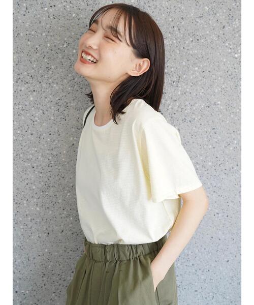 AMERICAN HOLIC（アメリカンホリック）の「クルーネックベーシック半袖カットプルオーバー（Tシャツ/カットソー・レディース・チャコールグレー/ライトグレー/イエロー/ブラック系その他4/オフホワイト・S/M/L）」の22枚目の写真