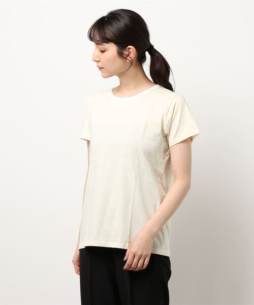 AMERICAN HOLIC（アメリカンホリック）の「クルーネックベーシック半袖カットプルオーバー（Tシャツ/カットソー・レディース・チャコールグレー/ライトグレー/イエロー/ブラック系その他4/オフホワイト・S/M/L）」の8枚目の写真