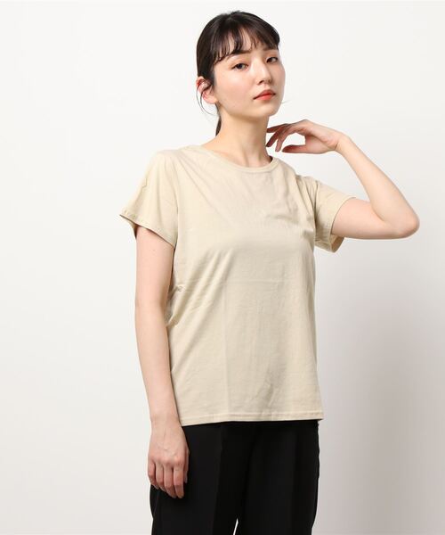 AMERICAN HOLIC（アメリカンホリック）の「クルーネックベーシック半袖カットプルオーバー（Tシャツ/カットソー・レディース・チャコールグレー/ライトグレー/イエロー/ブラック系その他4/オフホワイト・S/M/L）」の7枚目の写真